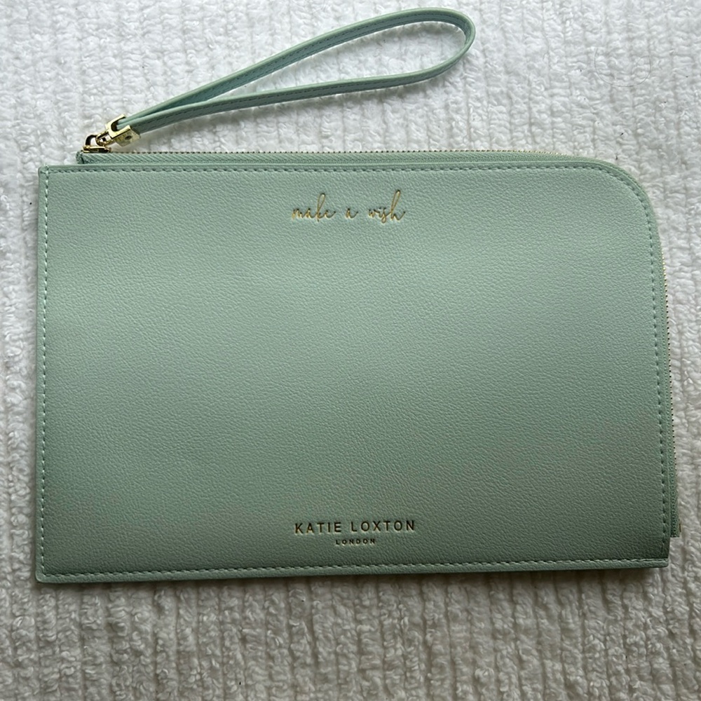 Inspirational quotes Katie Loxton, light blue wristlet.